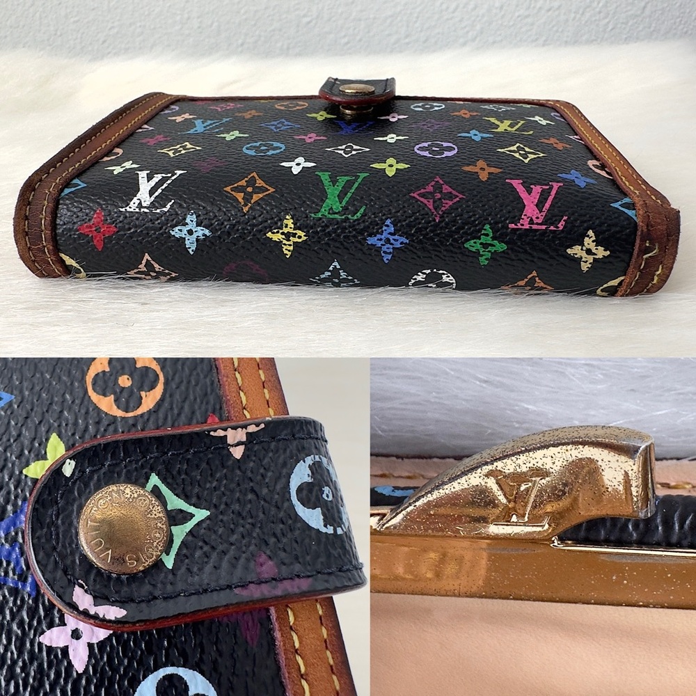 ✨LOUIS VUITTON Black Multicolor Viennois Portefeuille French Purse Wallet M92988 - Picture 5 of 16